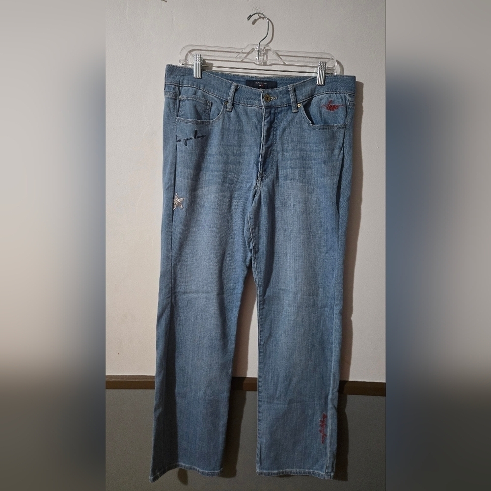 Tommy Hilfiger Tribeca Star Love You More Straight Jeans Womens Size 12 Y2K - Picture 2 of 11